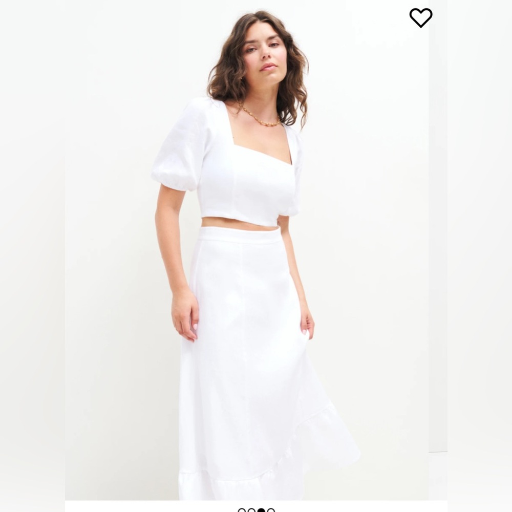 Reformation white linen skirt